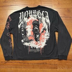 YoungLA Long Sleeve T Shirt Mens L Black City Streetwear Japan Los Angeles Rare